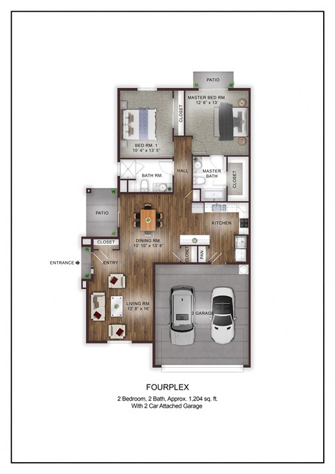 1204 sq ft floorplan